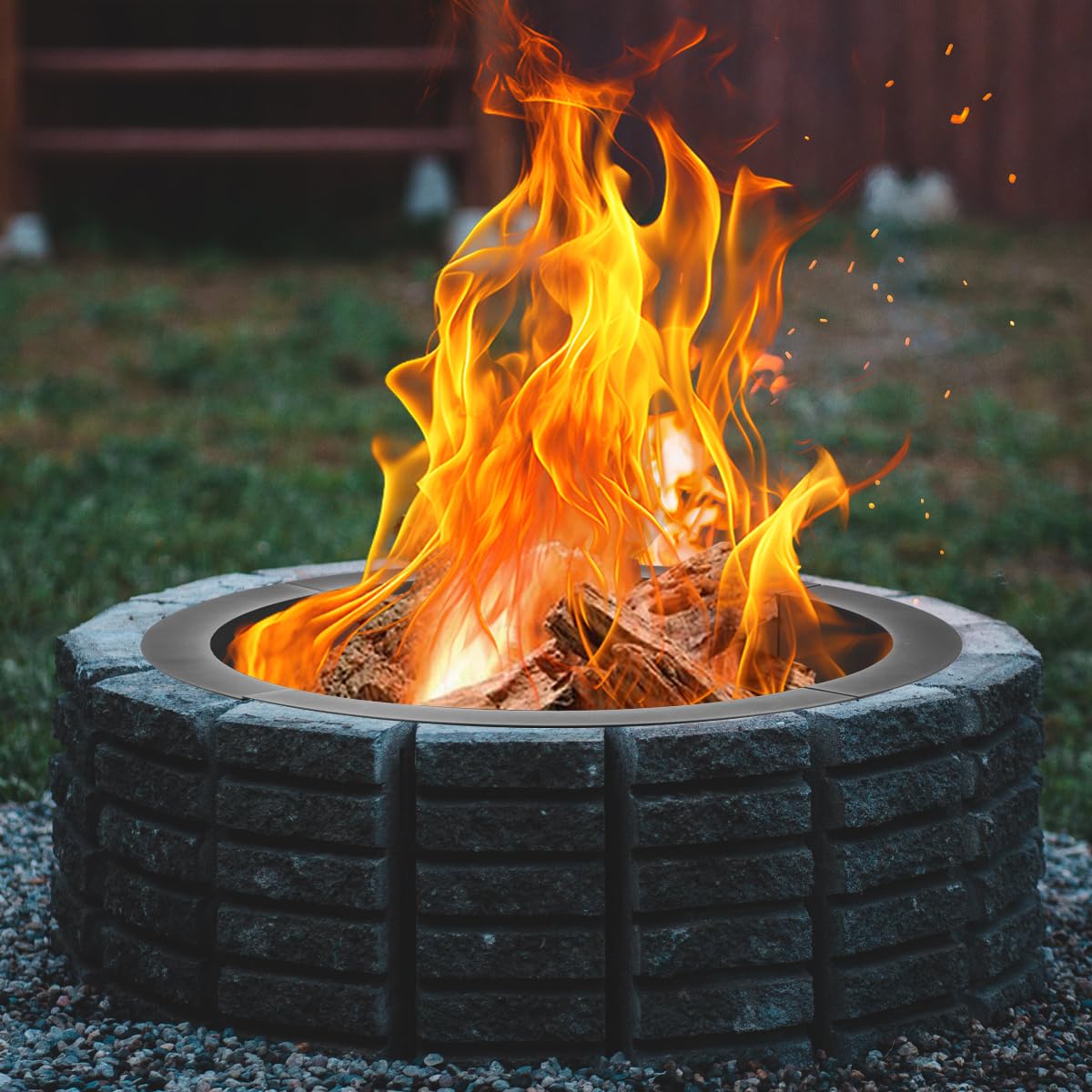 36 inch Fire Pit Ring for Outside,Heavy Duty Wood Burning Fire Pit Ring Insert, DIY Fire Pit Liner Campfire Ring Above or In-Ground for Outdoor