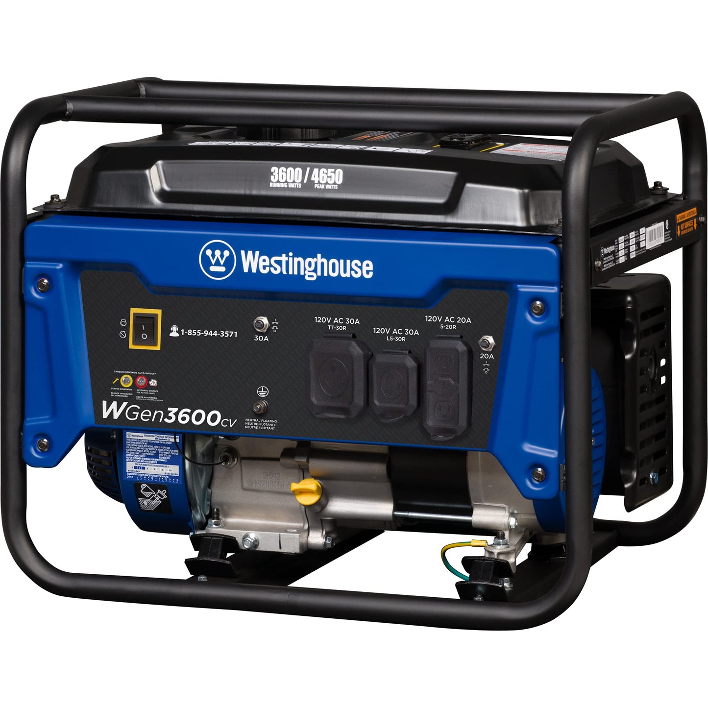 Westinghouse Outdoor Power Equipment 4650 Peak Watt Portable Generator, RV Ready 30A Outlet, Gas Powered, CO Sensor