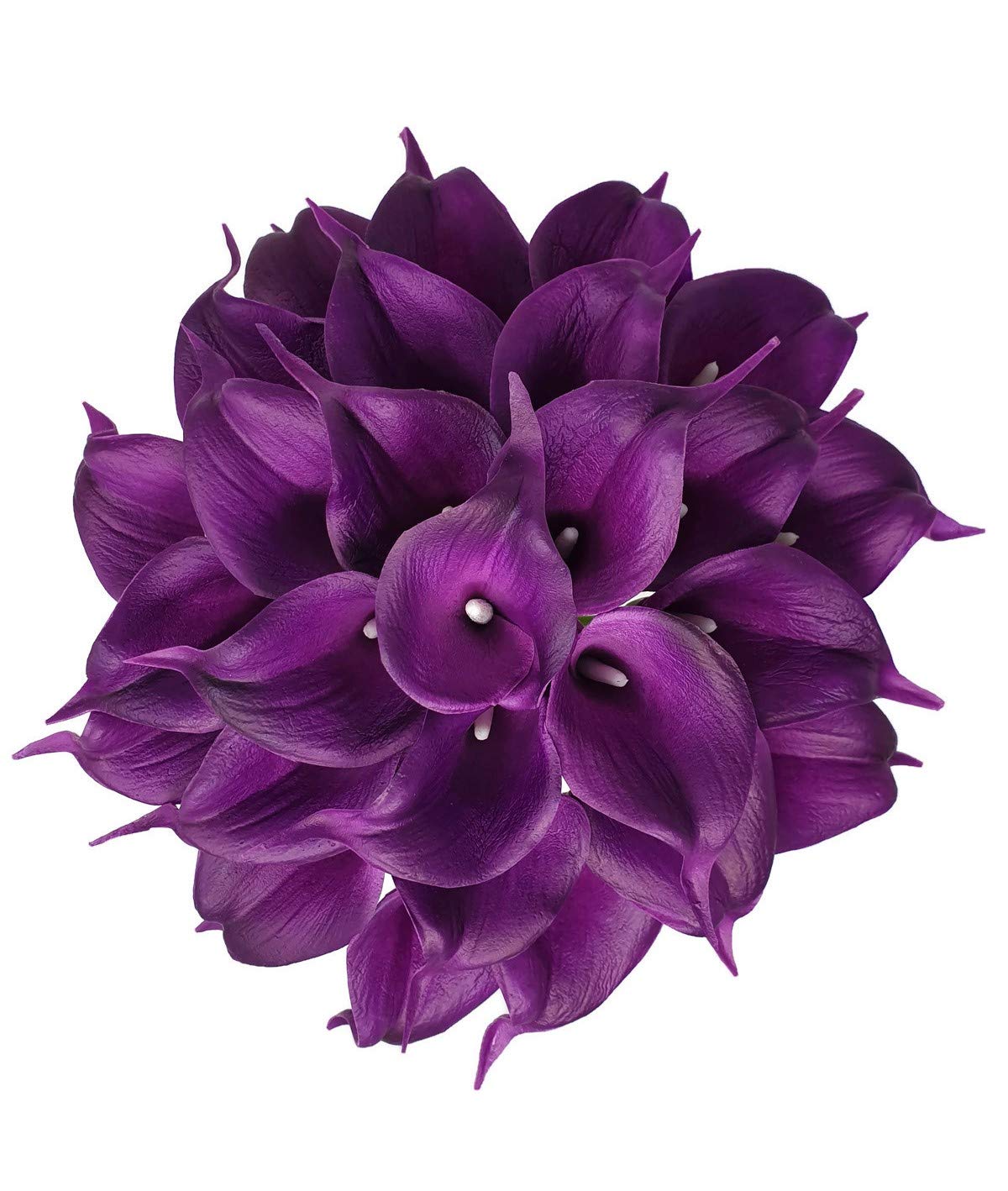 Meide Group USA 14" Real Touch Latex Calla Lily Bunch Artificial Spring Flowers for Home Decor, Wedding Bouquets, and centerpieces (18 PCS) (Purple)