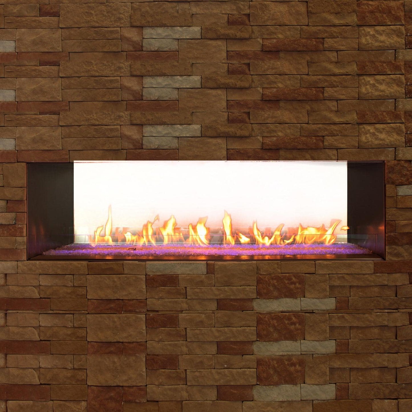 White Mountain Hearth by Empire Carol Rose 48-Inch Vent Free Propane Gas Outdoor Linear See-Through Fireplace W/Manual Electronic Ignition & LED Light System - OLL48SP12SP