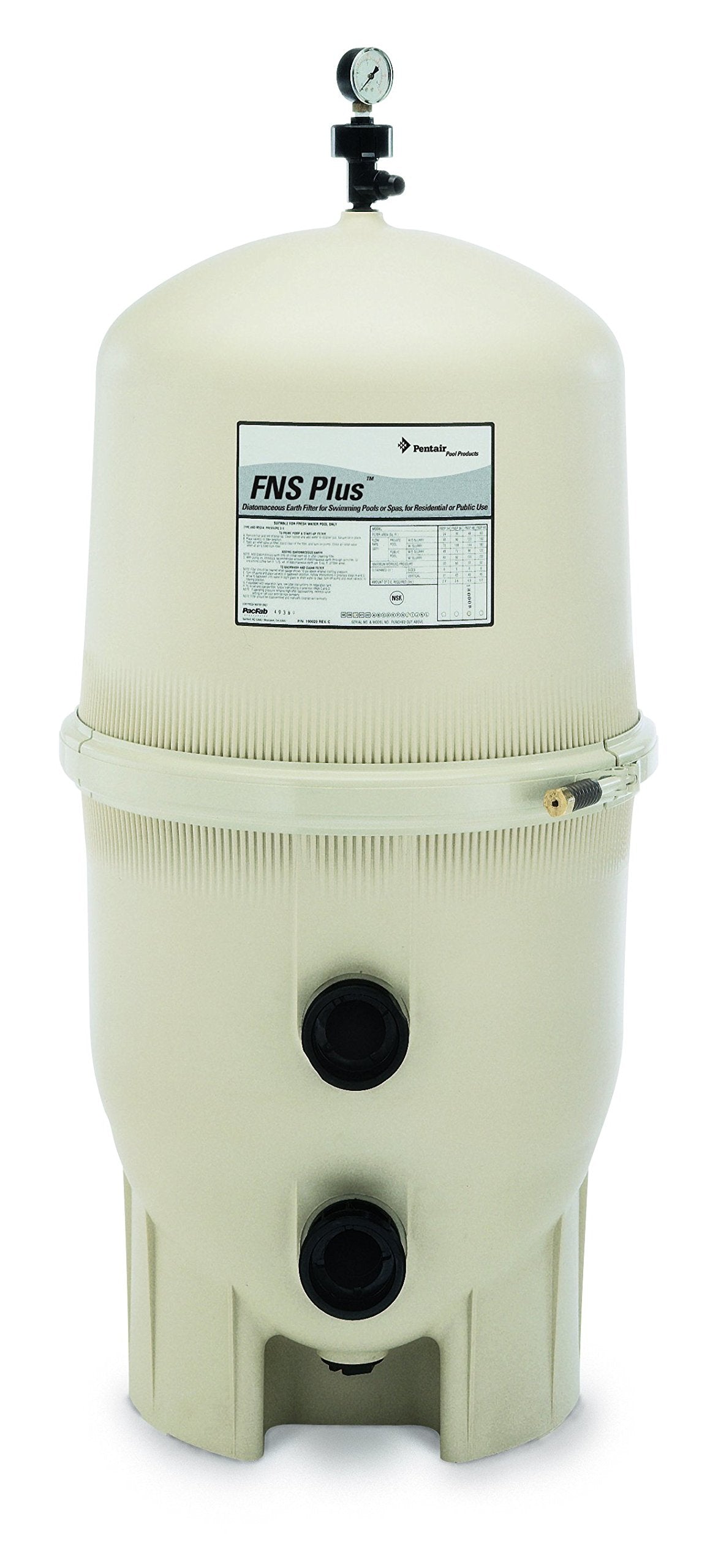 Pentair 180009 FNS Plus Fiberglass Reinforced Polypropylene Material, Vertical Grid, D.E. Pool Filter, 60 Square Feet, 120 GPM