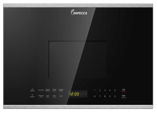 Impecca 24-inch Over the Range Microwave Oven with 2-Speed Vent System, LED Lighting, Child Safety Lock, Auto Defrost Function, 1.4-Cub.Ft/1000W Capacity, Stainless Steel, 6 Pre-Set Menus Included