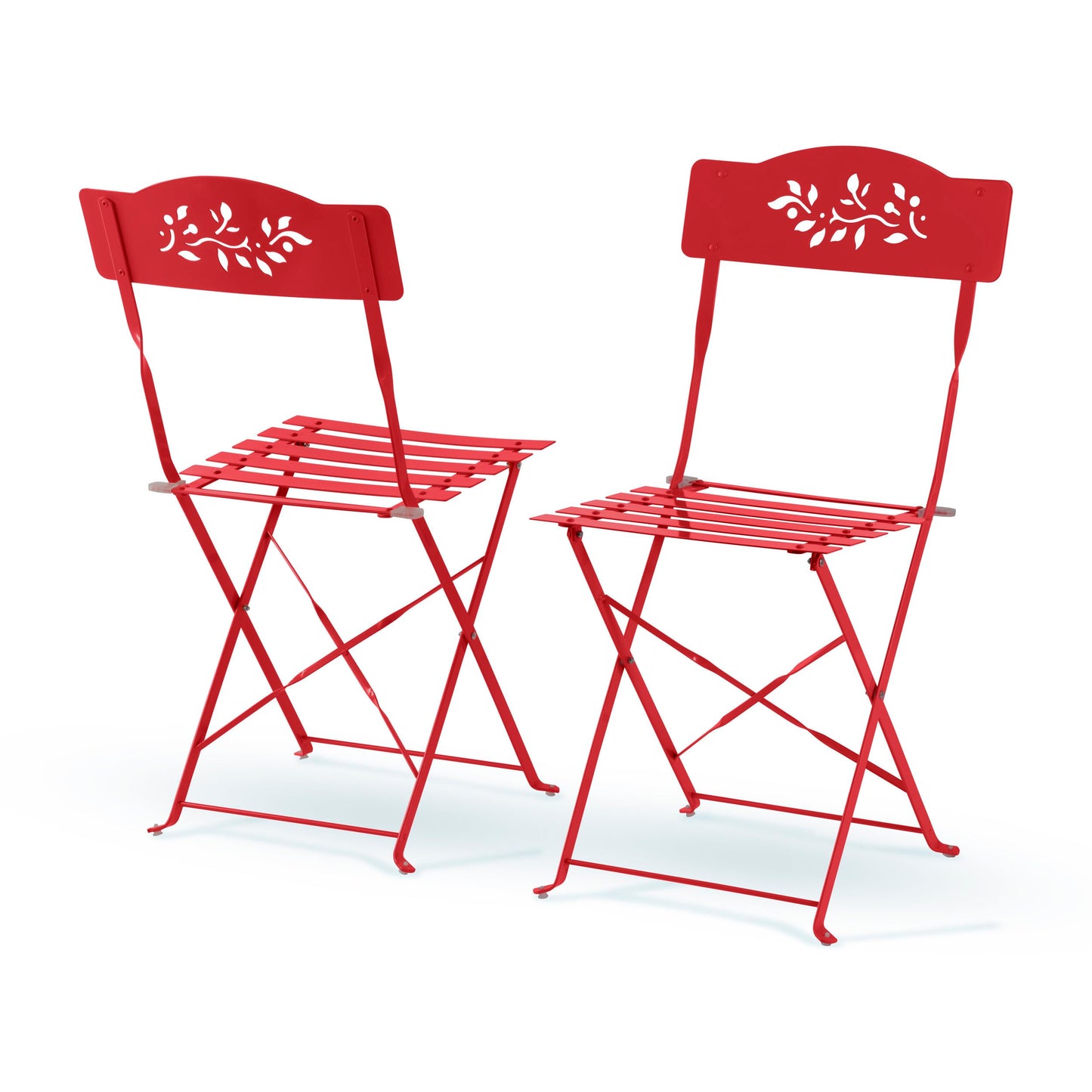 Alpine Corporation Indoor/Outdoor 3-Piece Bistro Set Folding Table and Chairs Patio Seating, Red