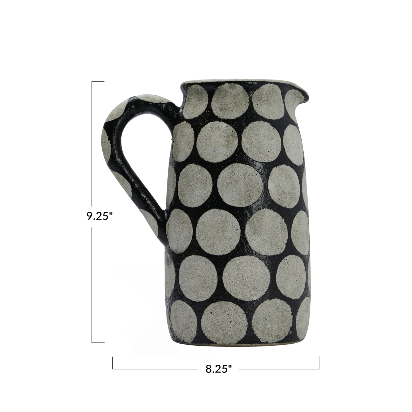 Creative Co-Op Decorative Terracotta Wax Relief Dots, Black and Natural Pitcher