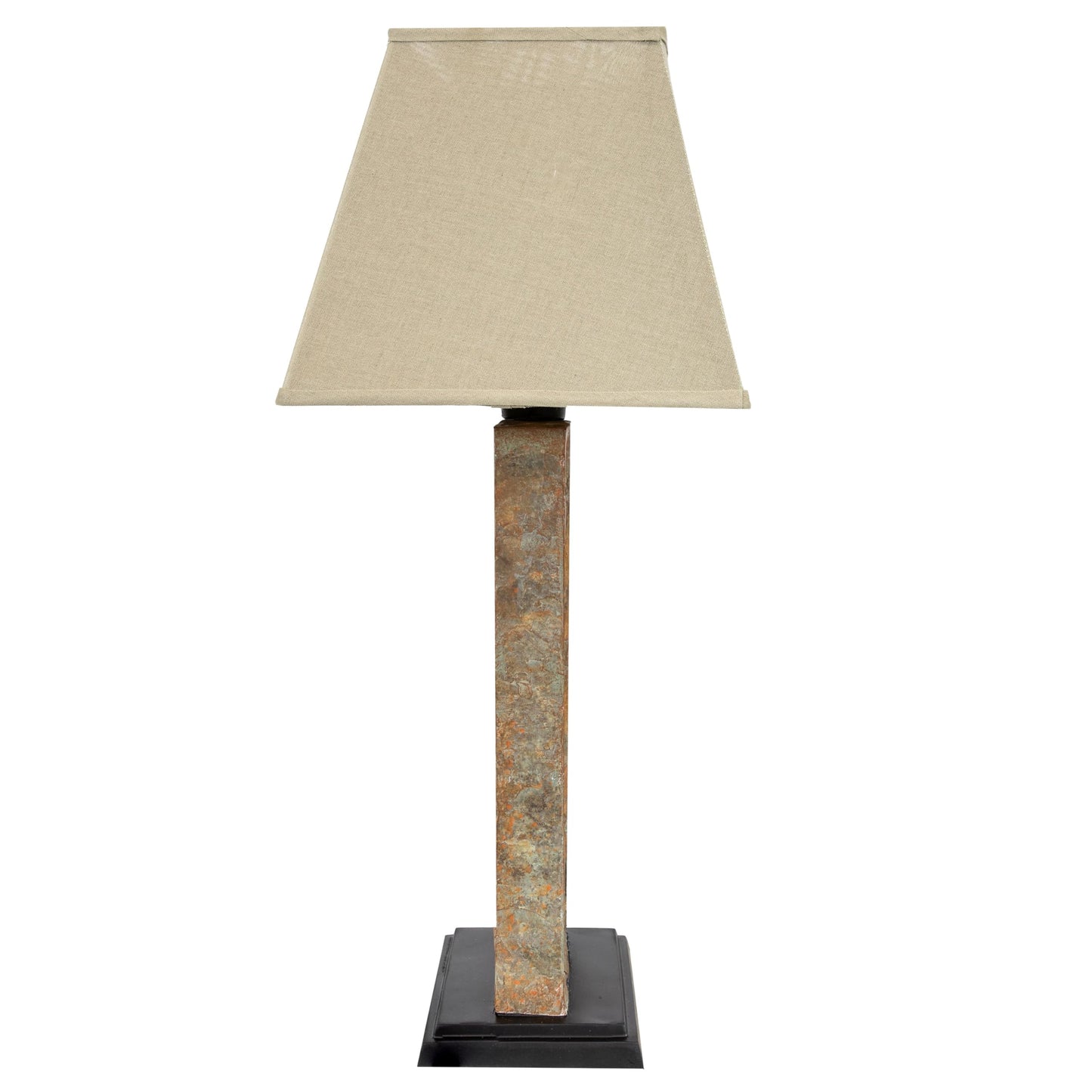 Sunnydaze Open Rectangle Side Table Lamp for Living Room - Slate Indoor or Outdoor Table Lamp - 31" H - Plug-in Electric