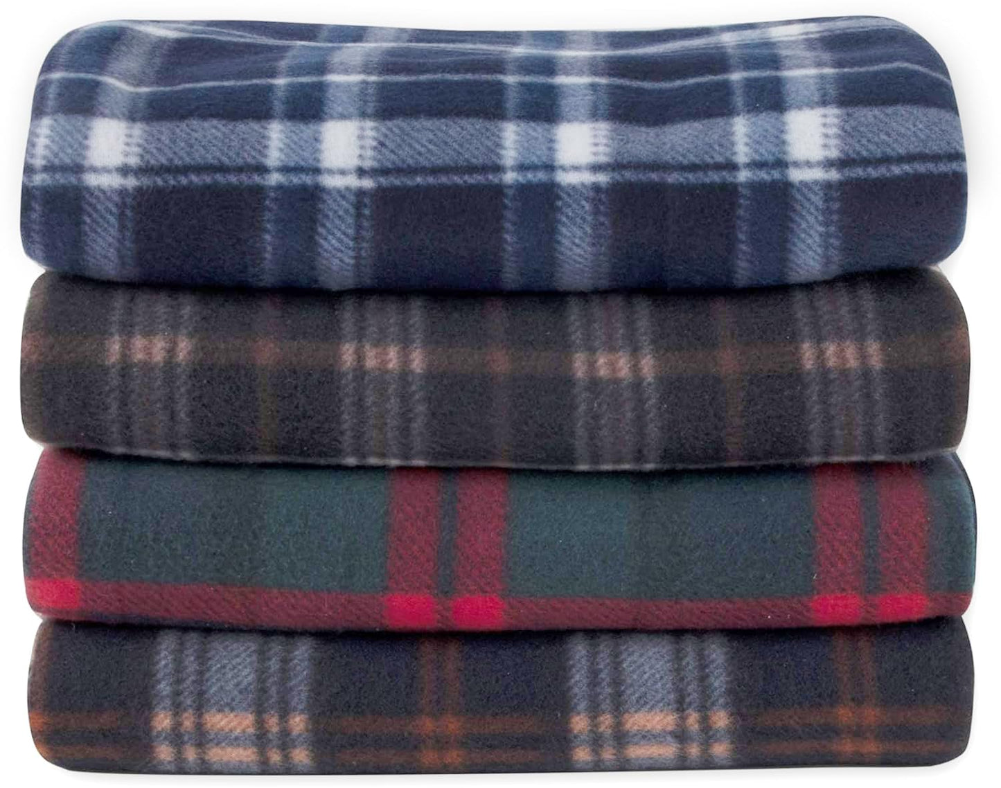 24 Pack Bulk Plaid Sherpa Fleece Throw Blankets 50 x 60 for Wedding Guests, Homeless, Pets | Plaid Fleece Throw Blankets Bulk (Assorted Plaids)