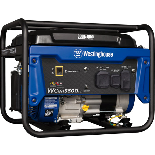 Westinghouse Outdoor Power Equipment 4650 Peak Watt Portable Generator, RV Ready 30A Outlet, Gas Powered, CO Sensor