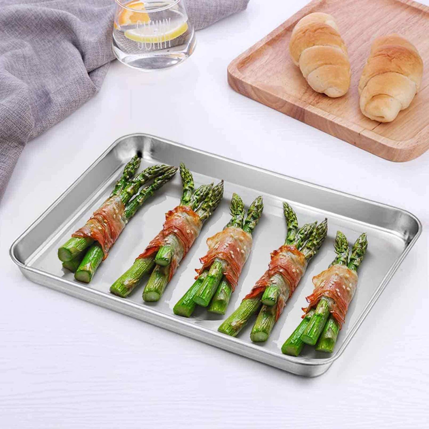TeamFar Toaster Oven Tray and Rack Set, 9.3’’ x 7’’ x 1’’, Stainless Steel Toaster Oven Pan Broiler Pan, Non Toxic & Healthy, Easy Clean & Dishwasher Safe
