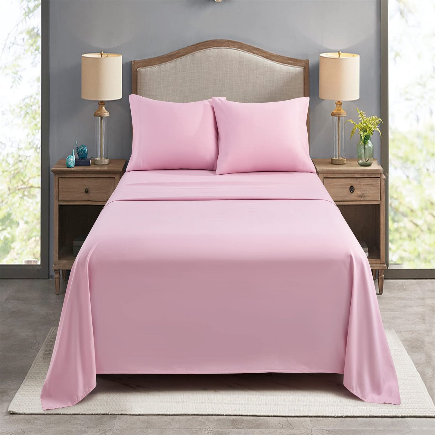 FreshCulture King Flat Sheets Only, Pack of 6, Soft Microfiber Bedding Sheets for Home, Salons, Hotels, Bulk Flat Sheets Only King Size (Dusty Pink)