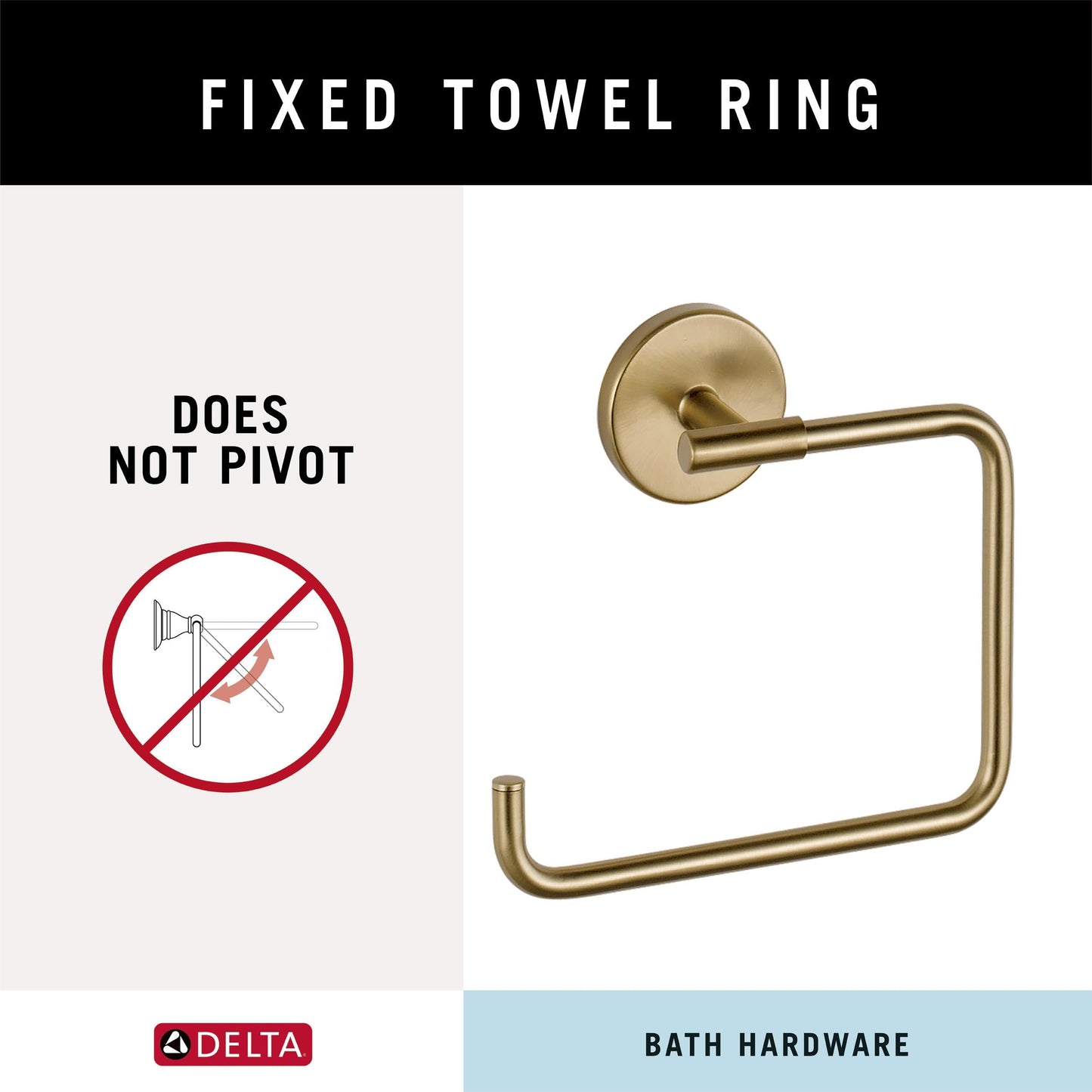 Delta Trinsic (1-Pack) Hand Towel Holder Champagne Bronze Towel Racks for Bathroom Wall Square Towel Ring Holder for Bath Towel Hanger for Kitchen, Bathroom Accessories 759460-CZ