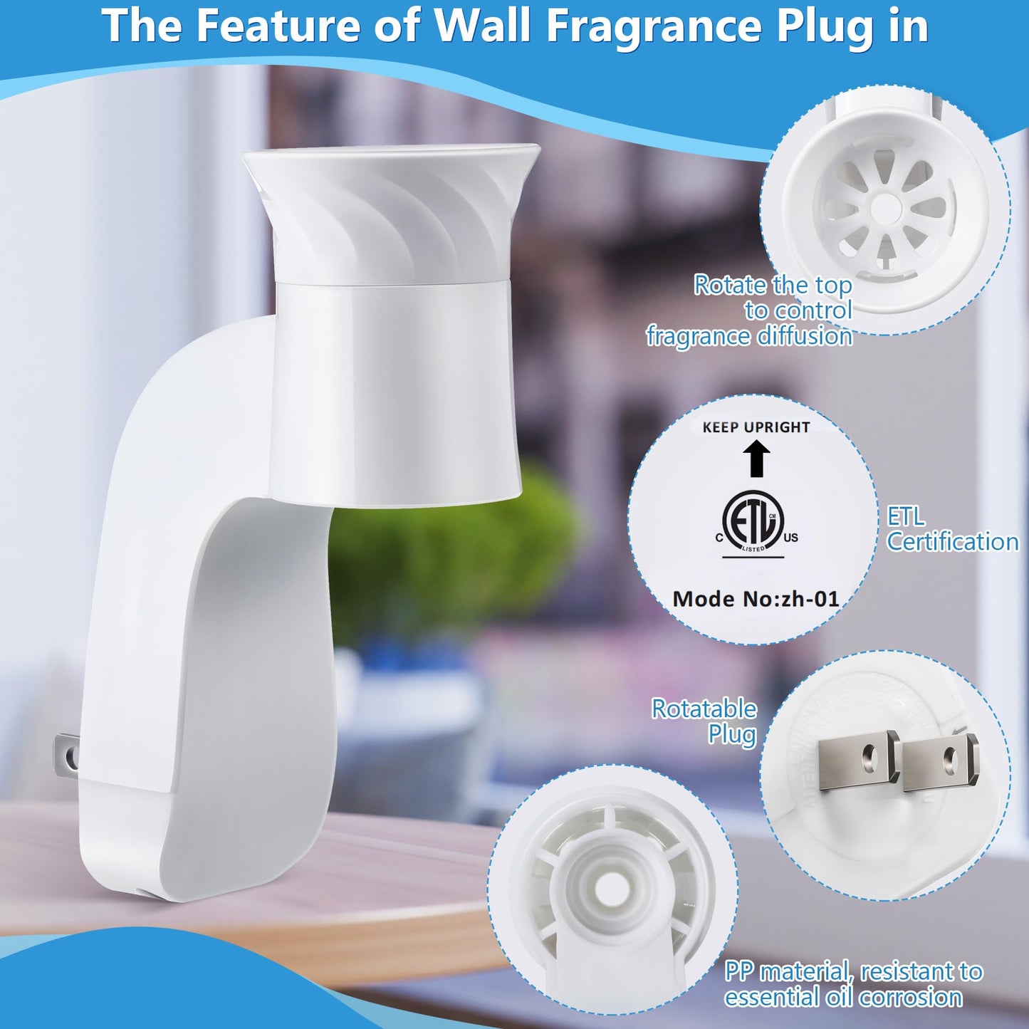 Hohean 4 Pack Wall Fragrance Plug in Compatible with Bath and Body Works WallFlower Fragrance, ETL Certified, Rotatable, Precise Scent Control Fragrance Diffuser Plug for Home, Office