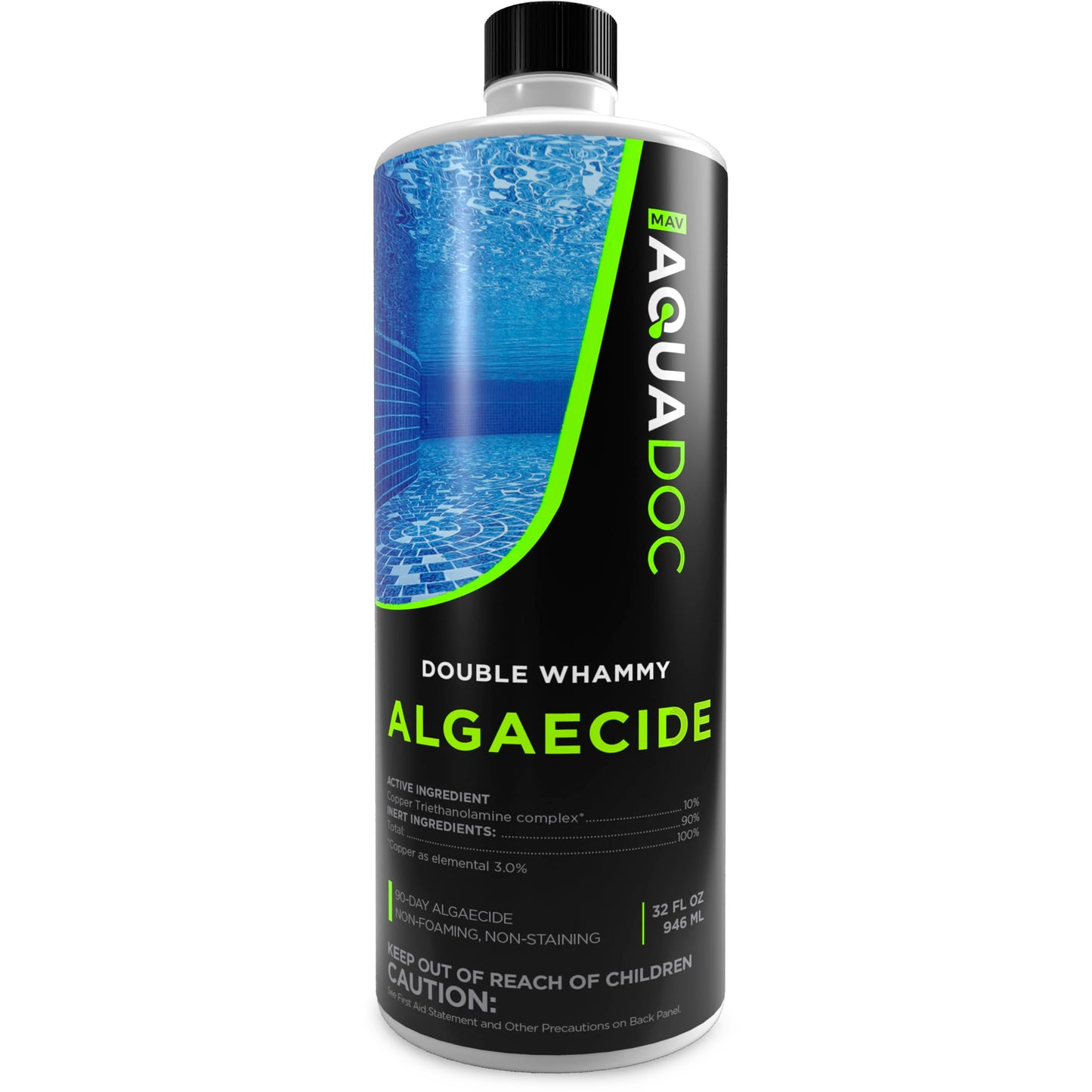 Copper Pool Algaecide for Swimming Pool - 90 Day Algaecide for Inground Pool to Prevent and Remove Pool Algae - Super Algaecide for Pool Opening - AquaDoc 32oz