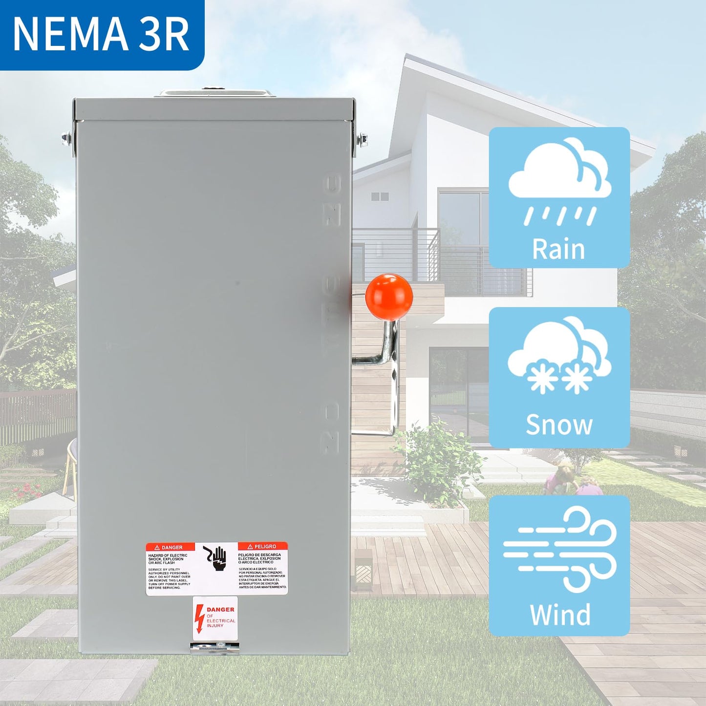 100A Generator Transfer Switch,24000W General-Duty Double-Throw Safety Switch,120/240-Volt Transfer Switch,Stronger Stability Manual Transfer Switch,Meeting NEMA 3R Standards for Outdoor and Indoor