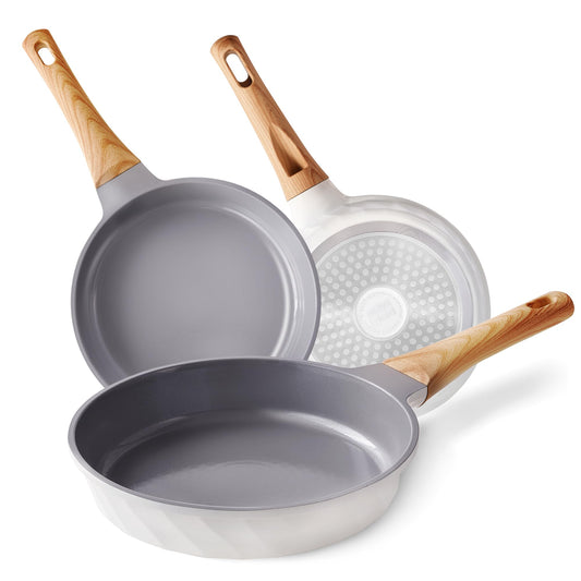 YIIFEEO Non-stick Frying Pans Nonstick Frying Pan Set Egg Omelette Pans for Cooking Set, Healthy Ceramic Skillet Set Kitchen Induction Cookware Chef's Pan Gift, 8"&9.5" &11"