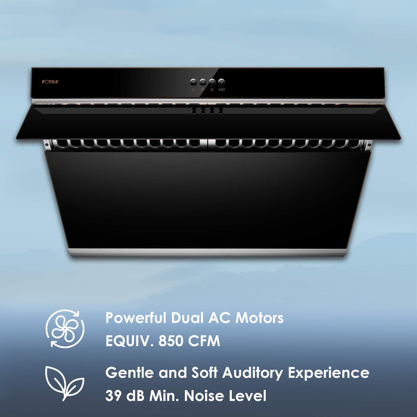 FOTILE JQG7522 30" Range Hood Unique Side-Draft Design for Under Cabinet or Wall Mount Modern Kitchen Vent Hood Powerful Motor LED Lights Mechanical Buttons (2. Onyx Black)