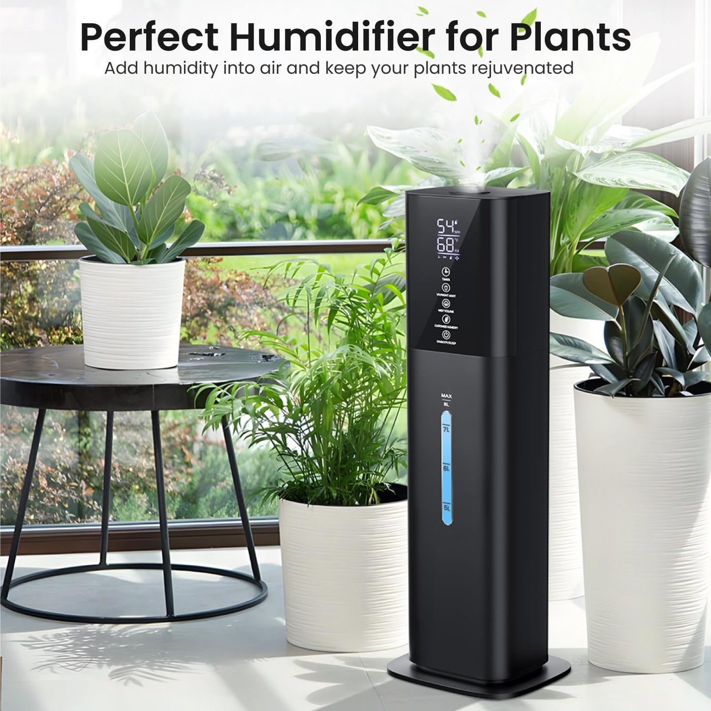 Humidifiers Large Room Bedroom with 7 Colors Light, 2.1Gal(8L) 3 Speed Quiet Ultrasonic Cool Mist Humidifier with 360° Nozzle, Humidity Setting, Timer,Aroma Box for Home Plant Baby Yoga Sleep (Black)