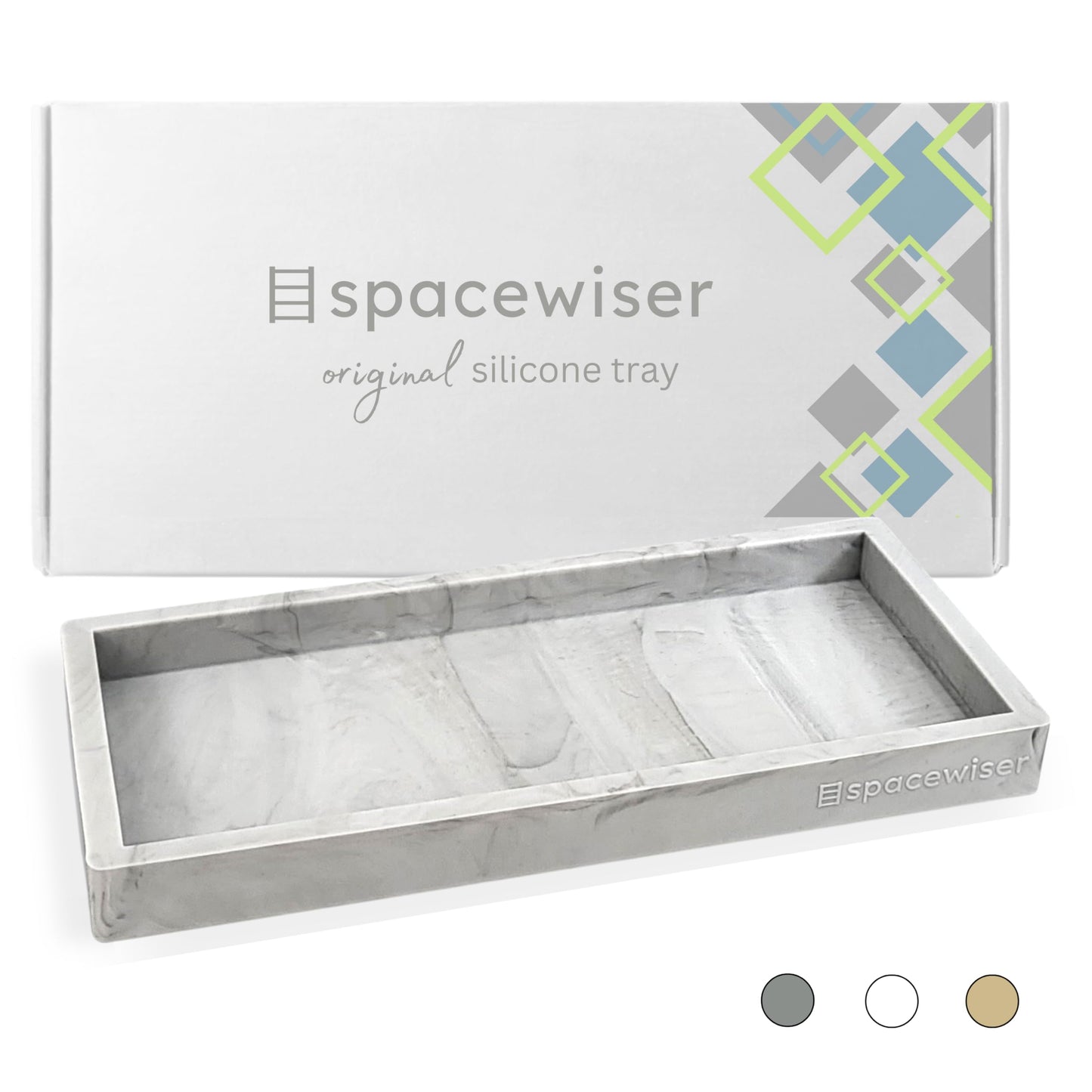 Spacewiser Countertop and Vanity Tray – Small 7.7" Silicone Soap Dispenser Tray, Shatterproof Flexible Bathroom Tray, Kitchen Sink Tray for Soap Bottles, Key Trinket Ring Tray, Original Silicone Tray