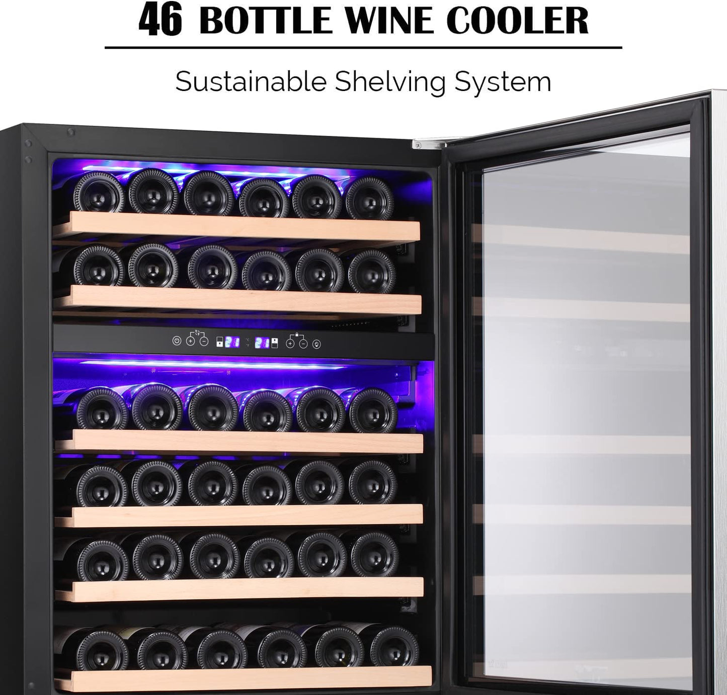 Antarctic Star 24" Wine Cooler Beverage Refrigerator Under Counter Beer Mini Fridge Built-in Freestanding Stainless Steel Dual-Layer Digital Temperature Control Glass Door…