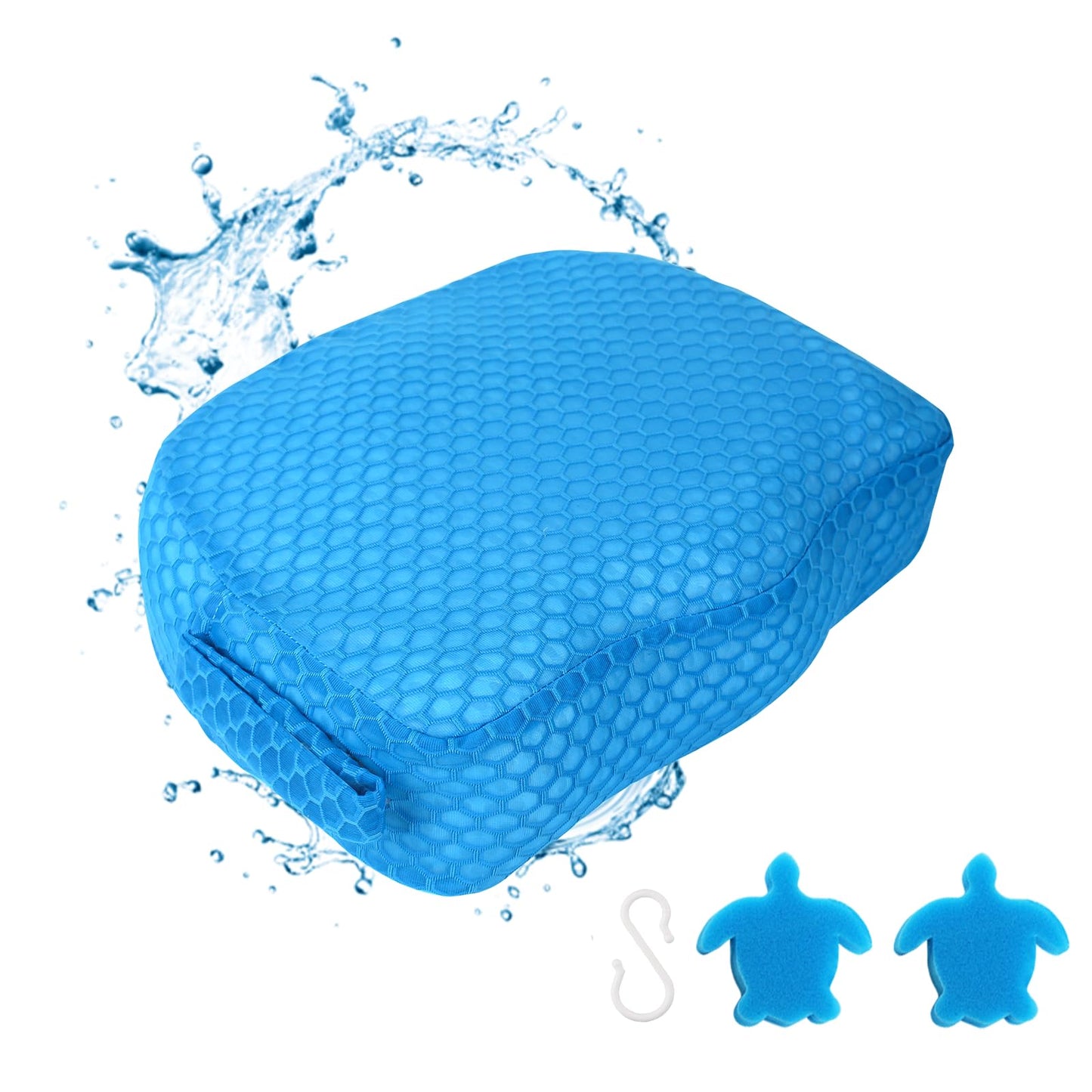 Hot Tub Booster Seat, Weighted SPA Booster Seat Cushion for Adults, 3D Air Mesh Hot Tub Seat Accssories with Non-Slip Micro Dot Bottom,Indoor or Outdoor Quick Dry Hot Tub Pillow (1 Pack-Blue)