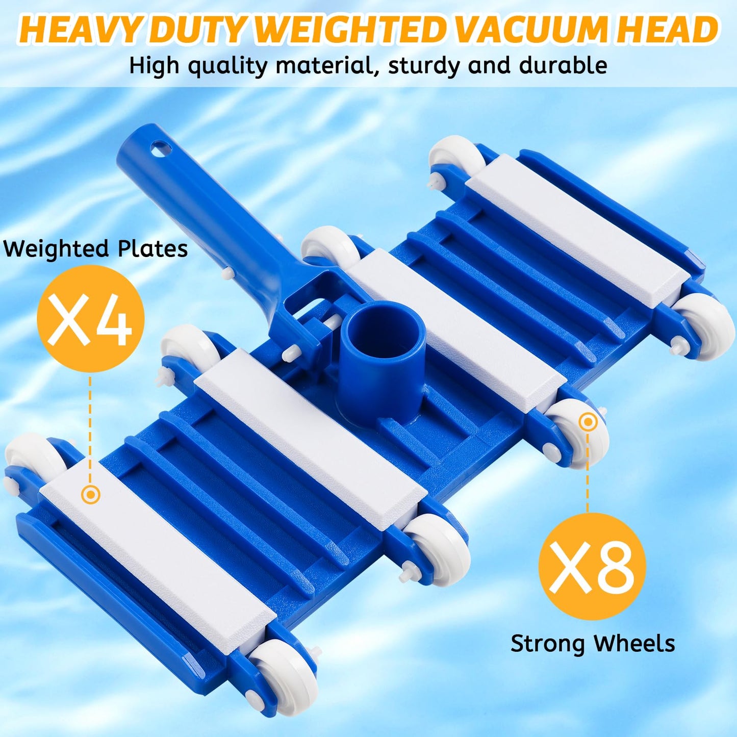 Yufafa Pool Vacuum Head with Wheels, Flexible Swimming Pool Vacuum Head with Swivel, Pool Cleaner Vac Head, 14''Heavy Duty Head for Inground & Above Ground Pool