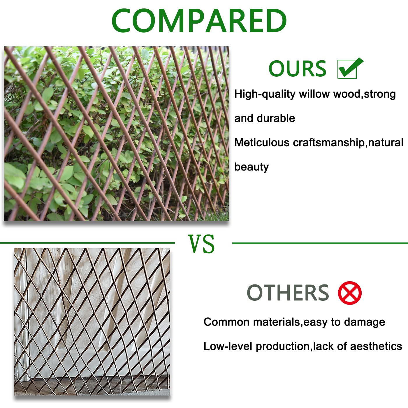 86 York Expandable Willow Lattice Fence Panel for Climbing Plants Vine Ivy Rose Cucumbers Clematis (1)