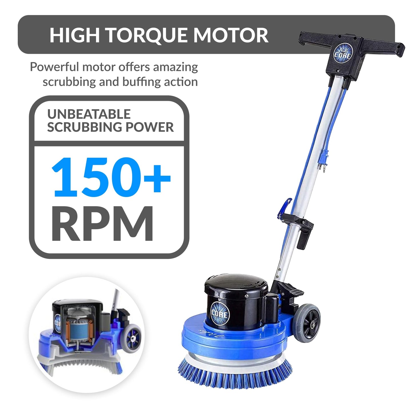 Prolux Core 13 inch Electric Floor Buffer Scrubber and Polisher Machine - All Floor Surfaces