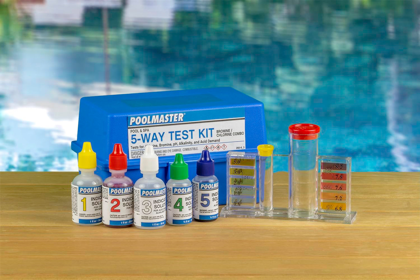 Poolmaster 22260 Essential Collection Chemistry Set, 5-Way Swimming Pool and Spa Water Test Kit, Small, Multi