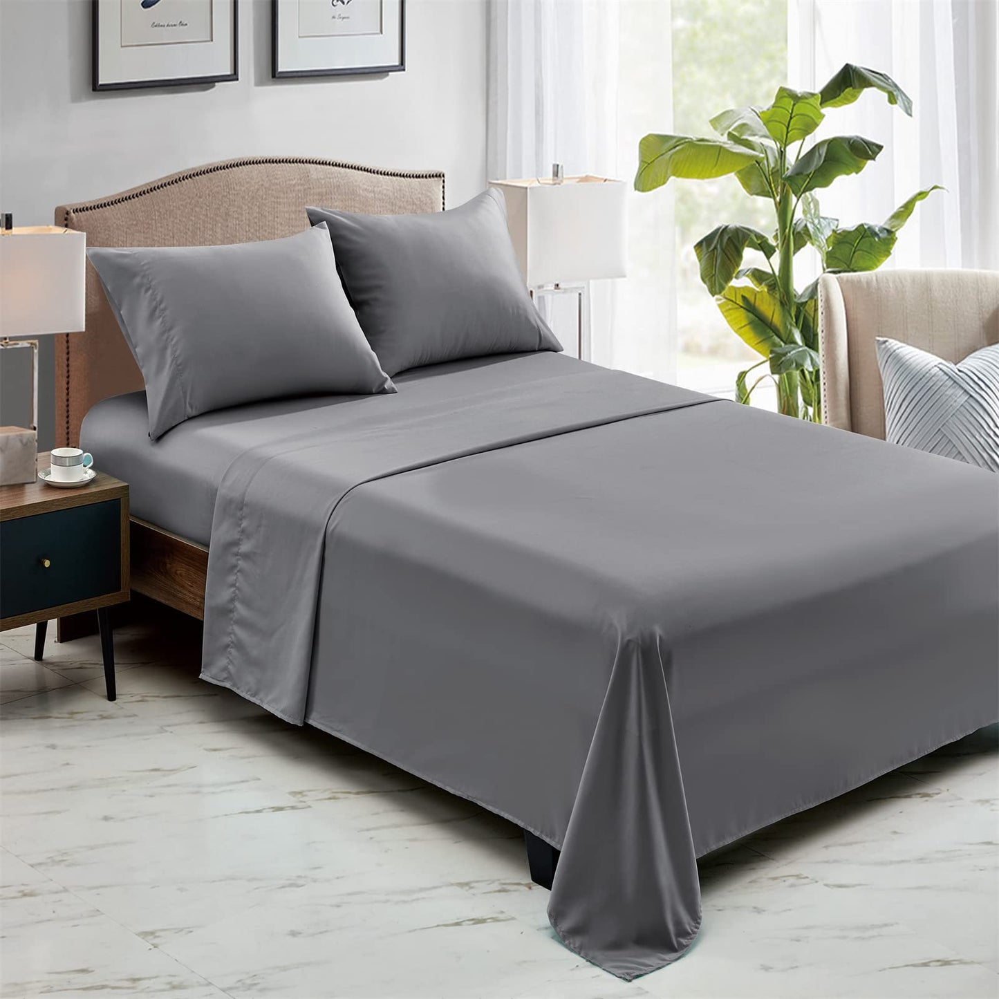 FreshCulture Twin Flat Sheets Only, Pack of 6, Soft Microfiber Bedding Sheets for Home, Salons, Hotels, Bulk Flat Sheets Only Twin Size (Dark Grey)