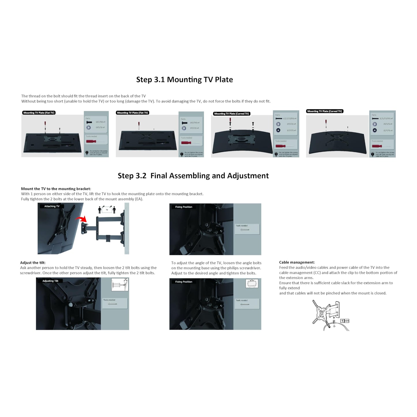 Amazon Basics Full Motion Articulating TV Monitor Wall Mount for 26" to 55" TVs and Flat Panels up to 80 Lbs, Black