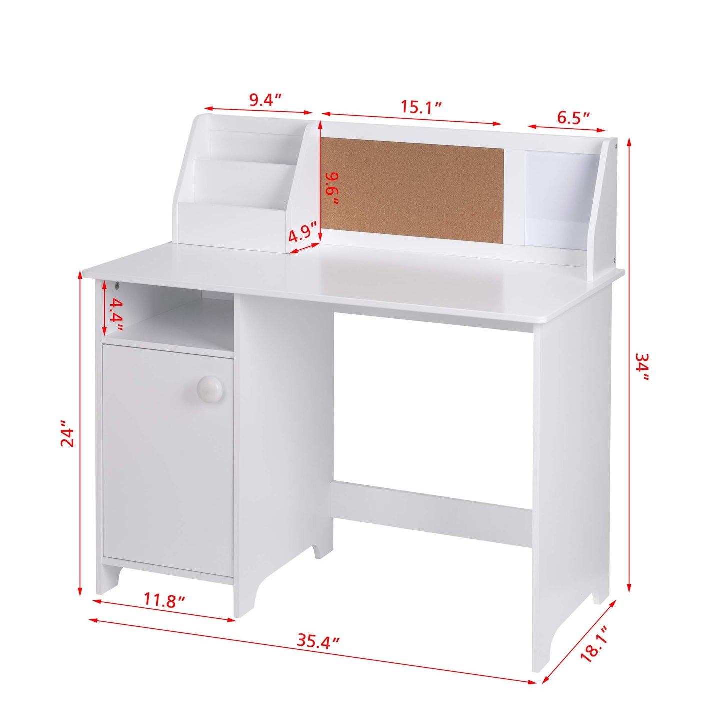 UTEX Kids Study Desk with Storage, Wooden Children School Study Table with Hutch and Storage Cabinet for 3-8 Years Girls Boys, Student's Study Computer Workstation Writing Table, White