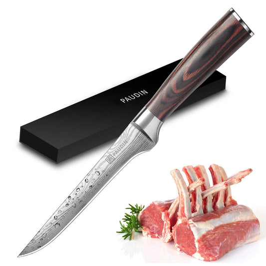 PAUDIN Boning Knife 6 Inch, Super Sharp Fillet Knife, German High Carbon Stainless Steel Deboning Knife, Professional Boning Knife for Meat Poultry Chicken, Pakkawood Handle with Gift Box