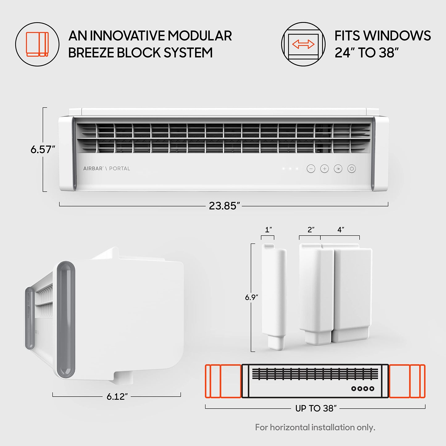 Sharper Image PORTAL Window Fan with 3 Speeds, Reversible Exhaust Mode, Weather Resistant, White, Black