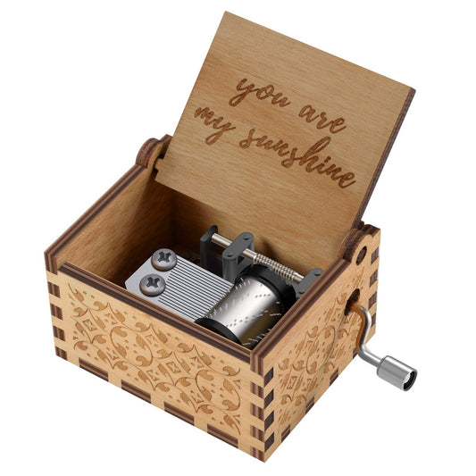 You are My Sunshine Wood Music Boxes,Laser Engraved Vintage Wooden Sunshine Musical Box Gifts for Birthday/Christmas/Valentine's Day