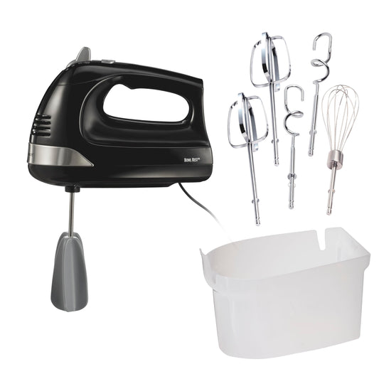 Hamilton Beach 6-Speed Electric Hand Mixer with Whisk, Dough Hooks and Easy Clean Beaters, 275 Watts, Snap-On Storage Case, Black