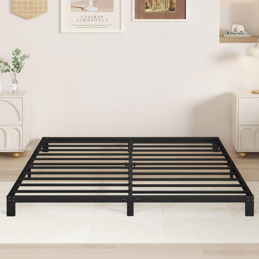 Vecilla Full Size Bed Frame 5 Inch Heavy Duty Metal Platform Low Profile Bed Frame No Box Spring Needed, Easy Assembly, Noise-Free, Black