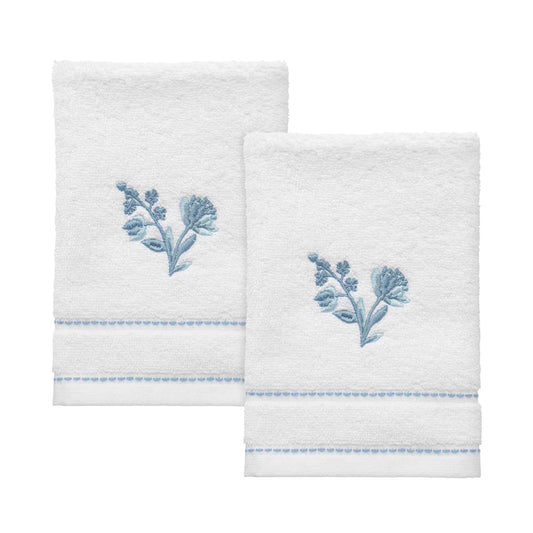 IZOD - Fingertip Towels, Soft & Absorbent Cotton, Floral Bathroom Decor, Dorm Room Essentials, Set of 2 (Mystic Collection, White)