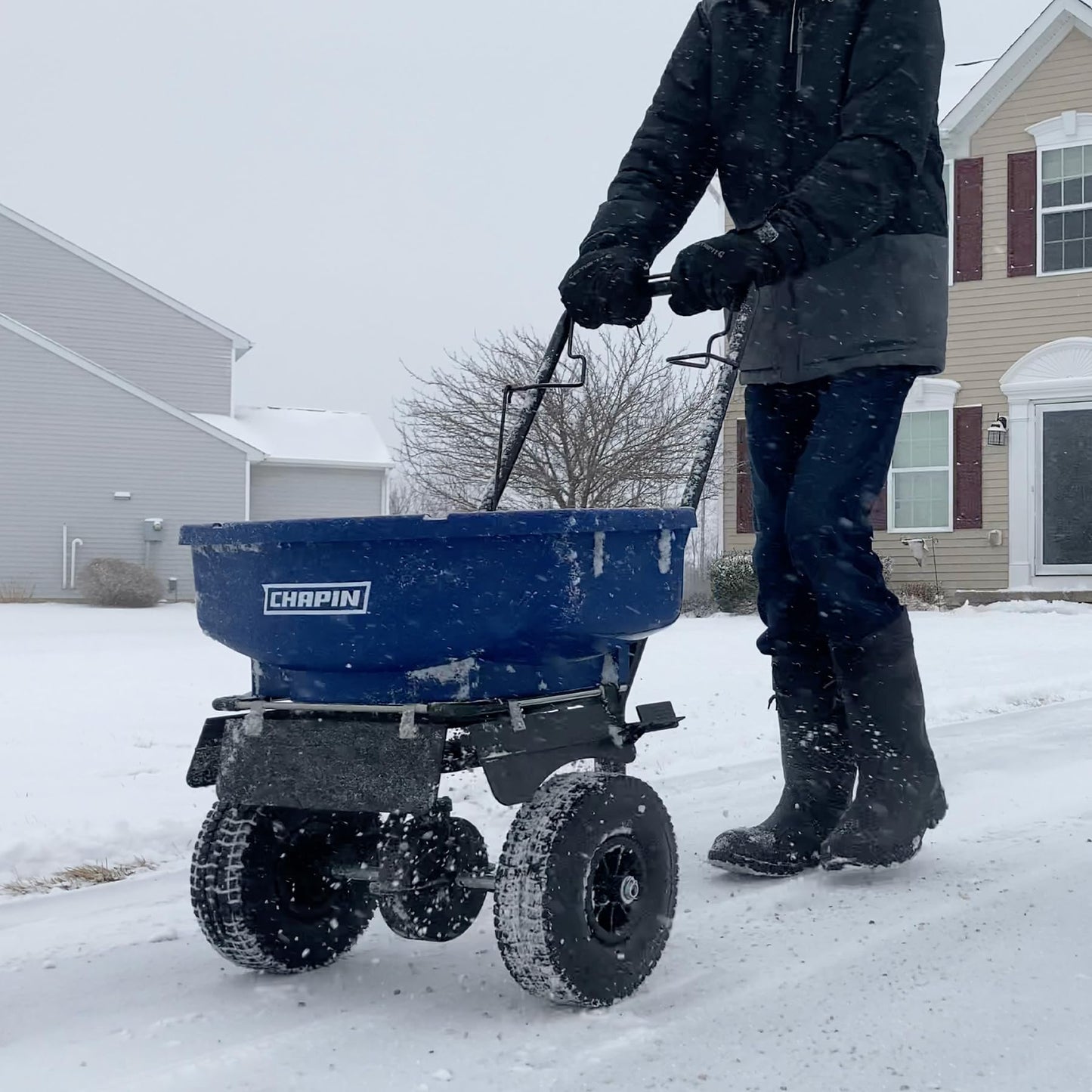 CHAPIN R E 81008A 80LB Residential Salt Spreader, 80 lb, Blue