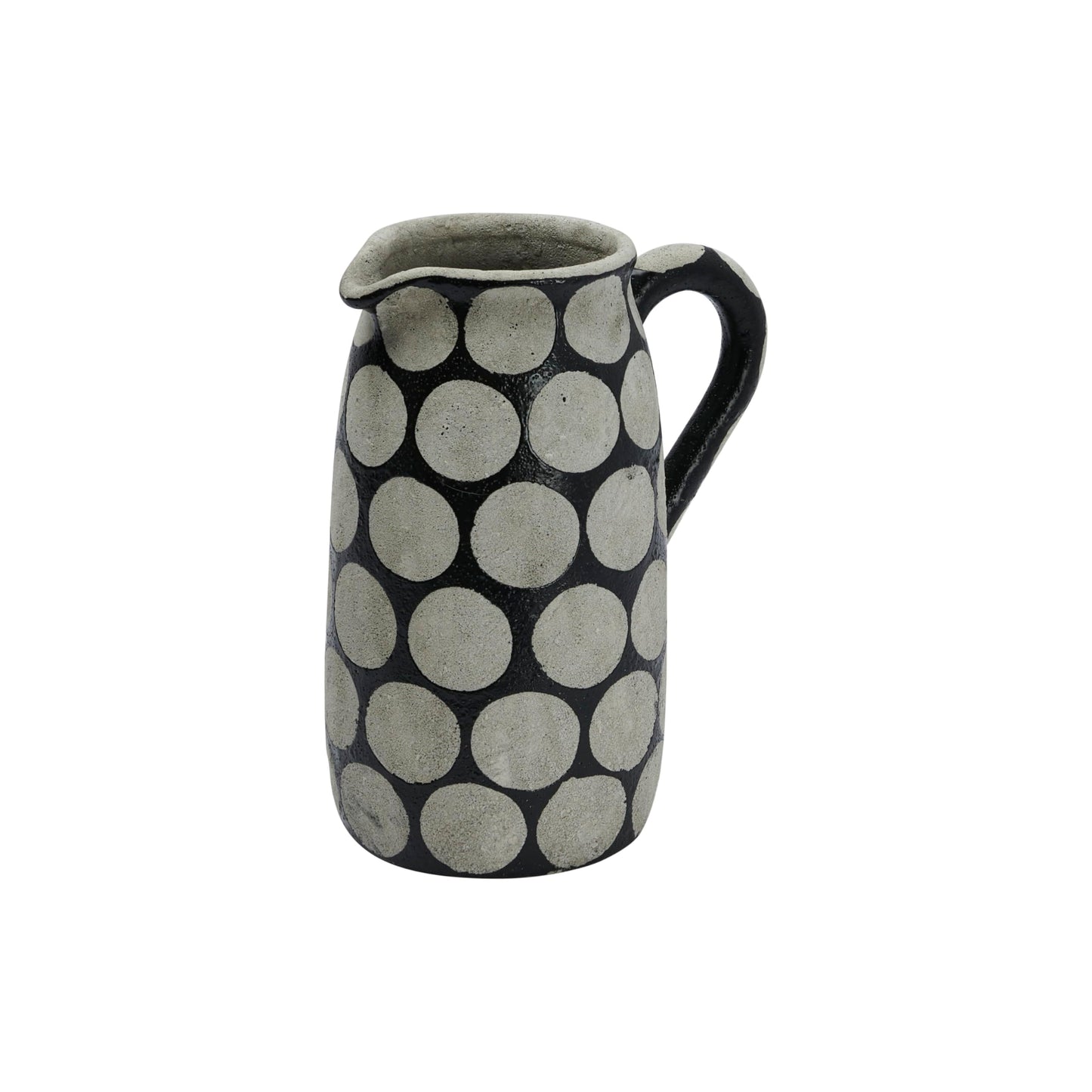 Creative Co-Op Decorative Terracotta Wax Relief Dots, Black and Natural Pitcher