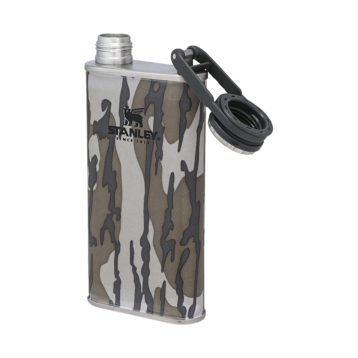 Stanley x Mossy Oak® Classic Flask 8oz with Never-Lose Cap, Wide Mouth Stainless Steel Hip Flask for Easy Filling & Pouring, Insulated BPA-Free Leak-Proof Flask