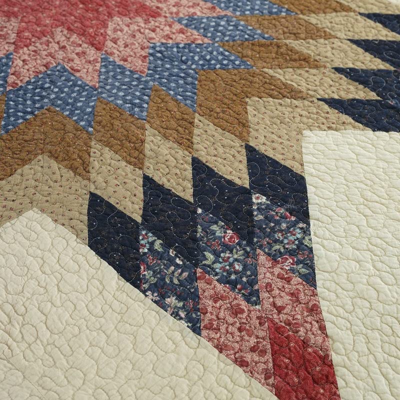 Elegant Decor Prairie Star Cotton Patchwork Quilt Collection (Super King Quilt 118" W x 102" L)