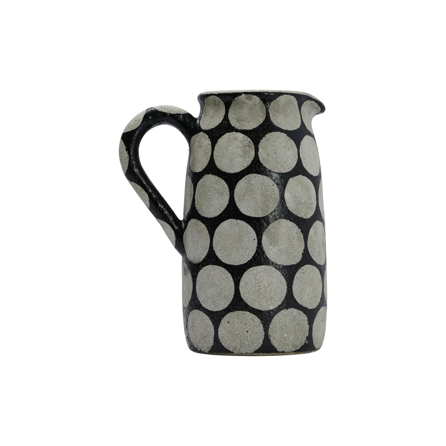 Creative Co-Op Decorative Terracotta Wax Relief Dots, Black and Natural Pitcher