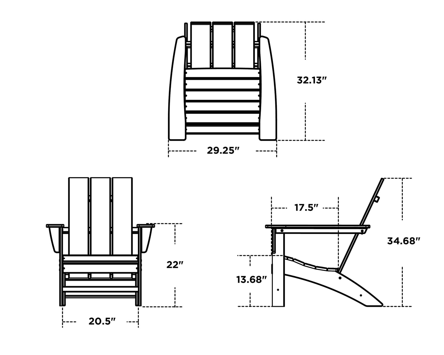 POLYWOOD AD420WH Modern Adirondack Chair, White, Durable High Density Polyethylene Construction, Easy Assembly, Waterproof, Comfortable Contoured Seat