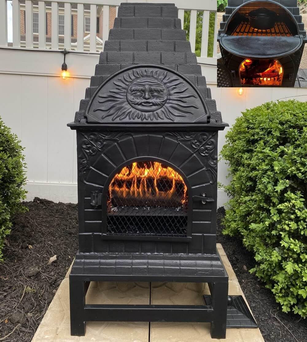 The Blue Rooster Casita Grill Chiminea Outdoor Fireplace Wood Burning Firepit and Pizza Oven