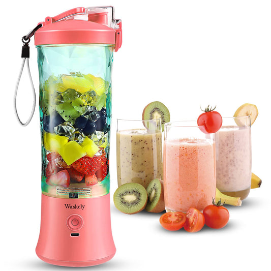 Portable Blender 20 Oz, Personal Size Blender for Shakes and Smoothies with 6 Blades, Mini Small Smoothie Blender Bottles for Kitchen, Home, Travel (Pink)