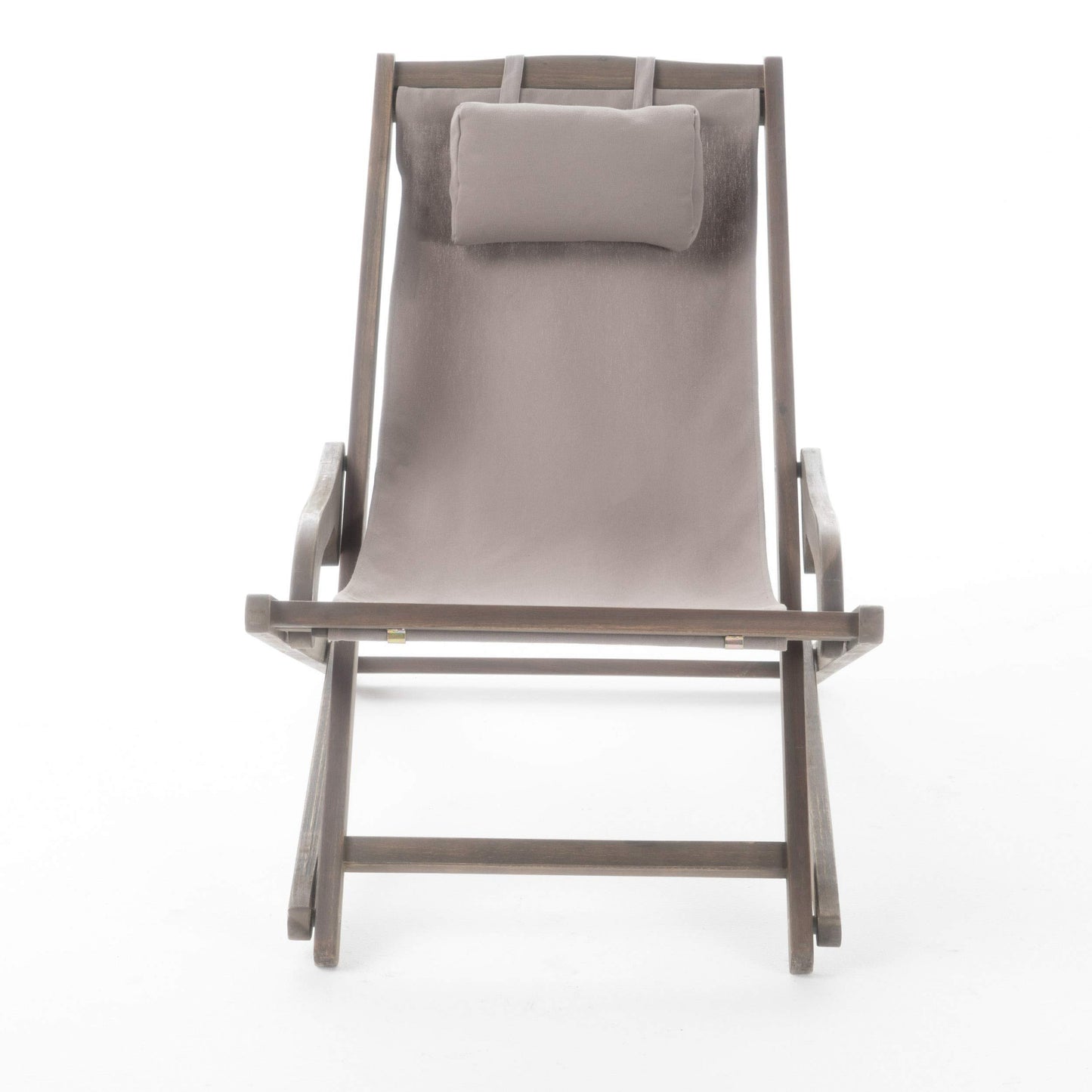 Christopher Knight Home Nikki Outdoor Wood and Canvas Sling Chairs, 2-Pcs Set, Grey