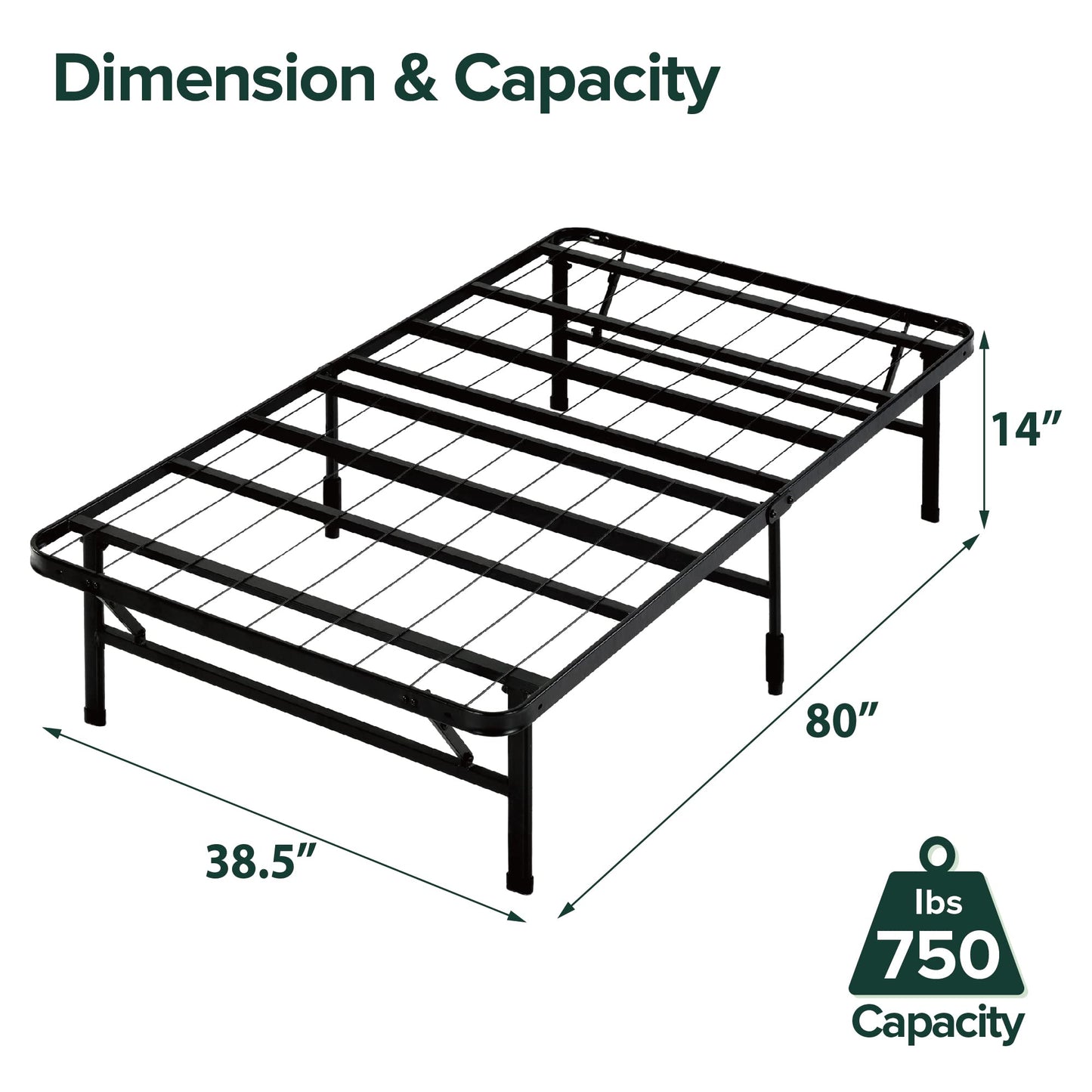 ZINUS SmartBase Tool-Free Assembly Mattress Foundation, 14 Inch Metal Platform Bed Frame, No Box Spring Needed, Sturdy Steel Frame, Underbed Storage, Twin XL