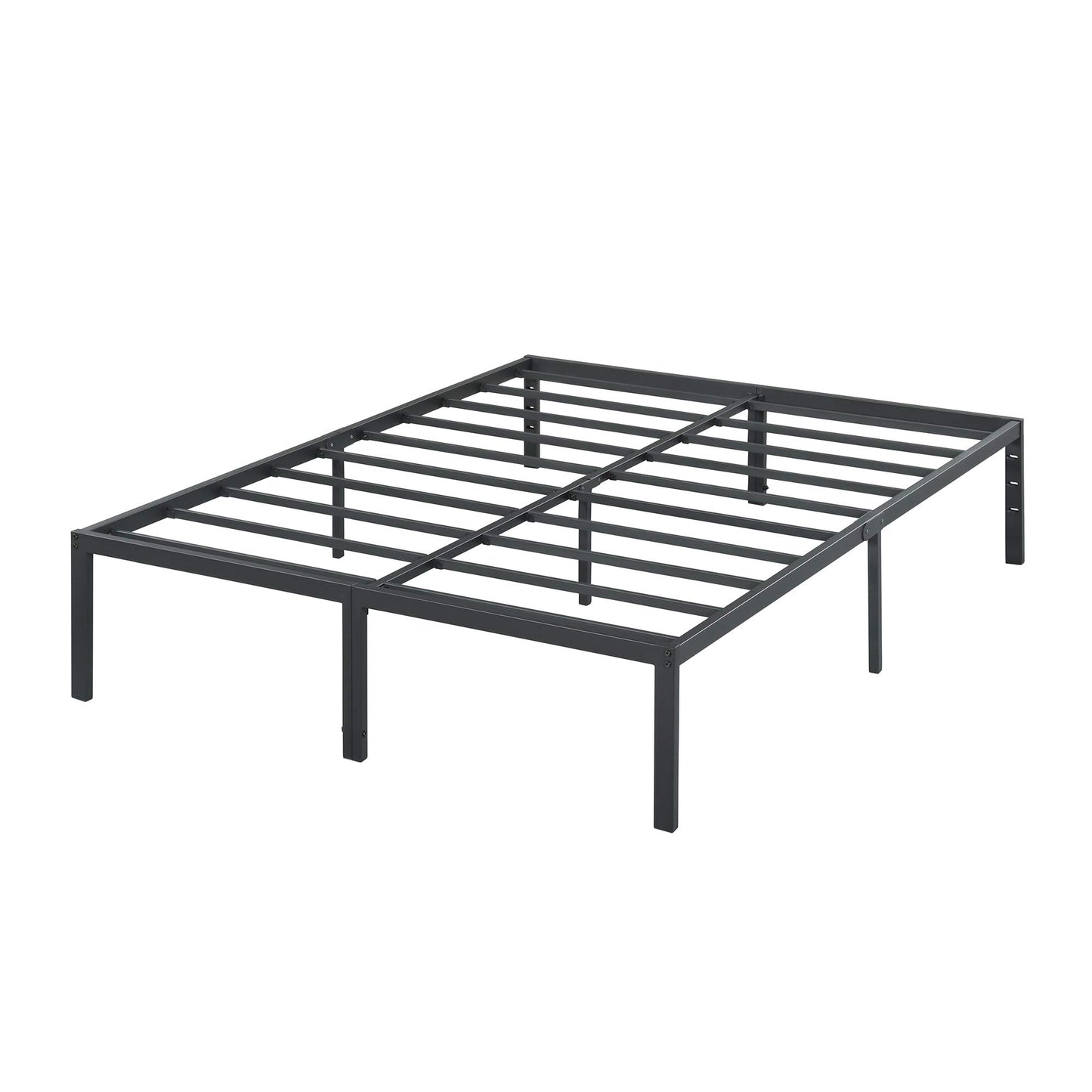 Olee Sleep 18 Inch Heavy Duty Steel Slat Anti-Slip Support, Easy Assembly Platform Bed Frame, Noise Free Steel Mattress Foundation, Maximum Storage, No Box Spring Needed, Black, Cal King Size