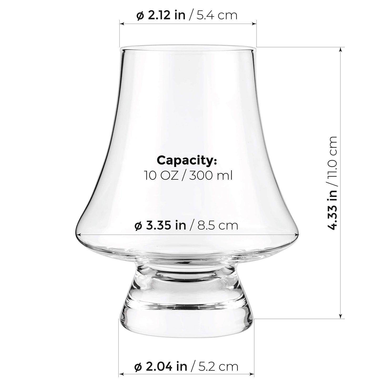 LUXBE - Bourbon Whisky Crystal Glass Snifter, Set of 4 - Narrow Rim Tasting Glasses - Handcrafted - Good for Cognac Brandy Scotch - 9-ounce/260ml