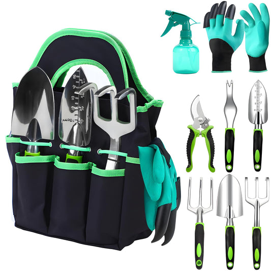 Garden Tool Set,Garden Tools 9-Piece,Lightweight Yet Durable Aluminium Alloy Garden Hand Tools Set,Sincerely Provide You with a Complete and Ideal Gardening Kit