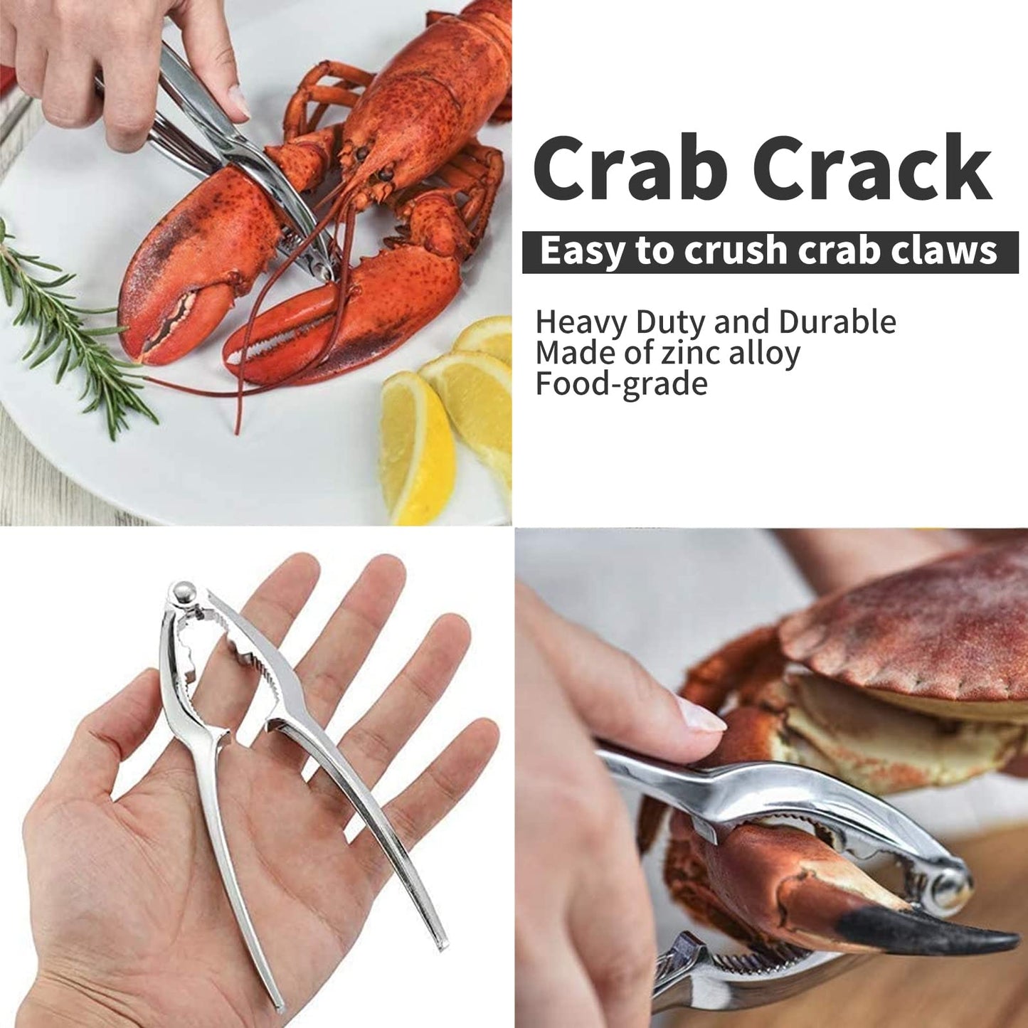 Luvan 33 Pcs Crab Crackers and Tools Set with 4 Crab Leg Crackers, 4 Crab Forks, 4 Lobster Shellers, 4 Butter Warmers, 1 Seafood Scissors, 14 Tealight Candles and 2 Crab Grabbers - Seafood Tools Set